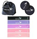 ROTTAY 5 Resistance Loop Bands & 2 ABS Workout Core Sliders for Squats, Stretching, Strength Training Exercises, Hips, Glutes with Storage Bag(Material: Natural Rubber)