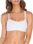 Fruit of the Loom Women's Spaghetti Strap Cotton Pull Over 3 Pack Sports Bra, Skinny Stripe/White/Blushing Rose, 12