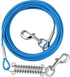 Mi Metty Tie Out Cable for Dogs,60FT Dog Leads with Swivel Hook and Shock Spring,Heavy Duty Dog Tie Out Cable for Large Dogs Up to 125lbs,Durable Dog Runner Tether Line for Outdoor,Yard