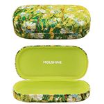 molshine Hard Shell Sunglasses Case,Classic Large Glasses Case for Women Men,Sunglass Eyeglasses (Green Daisy)