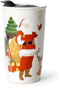 ANTIS'S HOME Ceramic Travel Mug with Lid, Christmas Mug Wall Coffee Mug Tumbler, Reusable Tall Cup, Splash Resistant Lid, Dishwasher Microwaveable Safe