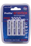 Prolite EneMAX Ni‐Mh AA Rechargeable Battery 3000mAh | Pack of 4 | Low Self Discharge | Used with Digital Camera, Game Controller, LED Torch, Toys, Shaver and More