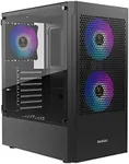 GAMDIAS TALOS E3 MESH Gaming pc case, Mid-Tower ATX Case with Side Tempered Glass Panel and a Magnetic Dust Filter & 3 Built-in 120mm ARGB Fans, Tool-Free Installation, Mesh Front Panel