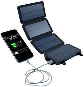 Survival Frog QuadraPro Solar Charger Power Bank - 5.5W 4-Panel Portable Wireless Phone Charger - Compatible with iPhone, Android, 2 USB Port, Flashlight, Magnetic Case, Hanging Loops - Battery Backup