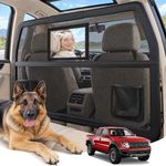 56'' Dog Car Barrier for Cars SUVs Trucks, Universal Dog Car Divider for Back Seat & Cargo Area, Chew-Proof Transparent Net and Sturdy Metal Frame, with High-Visibility Window and 2 Storage Pockets