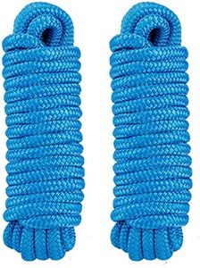 Amarine Made 5/8 Inch 25 FT Double Braid Nylon Dockline,Mooring Rope Double Braided Dock Line, 2-Pack,Blue