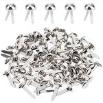 100pcs Split Pins,Round Flower Drawing Pins,Metal Paper Fasteners Mini Brads,8x17mm Round Scrapbooking Brads Split Pins,Round Head Brads Split Pins for DIY Paper Crafts Scrapbooking(Silver)