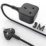 1 Way Gang Extension Lead 3M, 13 AMP Single Socket Extension Lead, HITRENDS UK 3 Pin Plug Power Strip(13A,3250W Max), Sturdy Plug Extension for Travel, Home, Office, Black