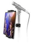 Oilcan Mic Stand Tablet Holder, Microphone iPad Mount [Stable & Portable], Universal Tube Rod Pole Music Handle Clamp for iPad Mini Air Pro, Samsung Galaxy, Kindle, Fold, iPhone etc (4-12.9")