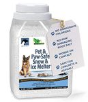 JUST FOR PETS Snow & Ice Melter Safe for Pets & Paws Contains No Toxic Chlorides or Painful to The Paw Rock Salt, Safe for Dogs & Cats. Fast Acting and Works On Contact 9 lb. Shaker Jug