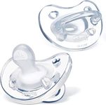 Chicco PhysioForma 100% Soft Silicone One Piece Pacifier for Babies aged 0-6 months | BPA & Latex Free | Reusable Sterilizing Case | Clear, 2pk