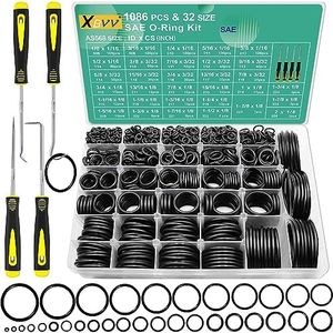 XBVV 32 Size SAE O Ring Assortment Kit,1086 PCS Standard Nitrile Rubber Seal O Ring Set with 4 Pick & Hook for Automotive Hydraulic Faucet Plumbing Sealing Repair ID:1/8-2 INCH