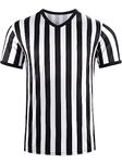 Tchumum Referee Shirt Men Womens Soccer Ref Costume Jersey, V-Neck Striped Professional Official Sports Referee Shirt