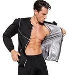 Velssut Sauna Jacket for Men Sweat Sauna Suit Long Sleeve Workout Shaper Zipper Slimming Top