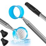 Telescopic Golf Ball Retriever Set with Golf Towel for Water Golf Ball Pick Up Grabber Claw Sucker Tool Suction Cup Picker Putter Grip (Blue 9Ft Funnel Cup+2 Pcs Golf Ball Suction Cup)