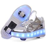 YongerYong LED Strips Roller Skate Shoes with Double Wheels for Kids Automatic Retractable Skateboarding Shoes Outdoor Sports Gymnastic Sneakers