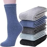 Wool Socks for Women Thermal Warm Hiking Thick Winter Boot Comfy Crew Cozy Cabin Heavy Work Snow Soft Christmas Gift Stocking Stuffer Ladies Socks 5 Pairs(Solid Color G)