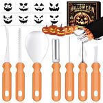 Halloween Pumpkin Carving Tools Kit: 7Pcs Professional Pumpkin Carving Kit with Stencils Heavy Duty Pumpkin Carving Tools Set Kids Adult Pumpkin Decorating Kit, Pumpkin Carver Decorations Party Favors