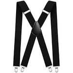 Aomig Mens Braces, X Shape Mens Suspenders with 4 Strong Metal Clips, 3.5cm Wide Heavy Duty Suspenders, Adjustable Elastic Suspenders Trousers Braces, One Size for Men Women Business Wedding Casual