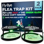 Fly-Bye Flea Trap Kit with Unique Green Light – 2 Flea Traps with 12 Non-Toxic Sticky Pads – Unscented Flea Killer for Home – No Spray or Flea Bomb Needed - Green Light and Heat Irresistible to Fleas