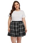 HDE Plus Size Skirt Plaid Mini Skater Skirts Pleated School Girl Lingerie - - XXX-Large