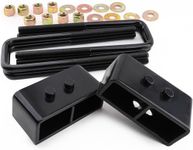 JiiinMiiin 2" Rear Leveling Lift Block Kits Extended U-Bolts Compatible with 2004-2020 F150 2WD 4WD Pickup,Black