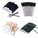 ZHIYE 350PCS Disposable Mascara Wands Lip Wands Cotton Swab Set, 50Pcs Eyelash Brush + 100Pcs Lip Brush + 100Pcs Micro Applicator Brushes + 100Pcs Cotton Buds Makeup Tool Kits