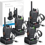 eSynic 4Pack Professional Walkie Talkies Rechargeable Radio Walkie Talkies for Adults Clear Calls Long Range 5KM/3Miles Walkie Talkies VOX Kids Gifts 16CH Walkie Talkies with Earpiece for in&Outdoor