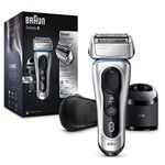 Braun Series 8 Electric Shaver for Men with Precision Trimmer, Clean & Charge Station & Travel Case, Cordless Foil Razor, Wet & Dry, 100% Waterproof, UK 2 Pin Plug, 8391cc, Silver Razor
