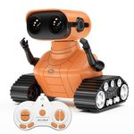 ALLCELE Robot Toys, Rechargeable RC Robots for Kids Boys, Remote Control Toy with Music and LED Eyes, Gift for Children Age 3 Years and Up - Orange