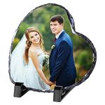 Custom Picture Frames - Customize Photo Stone Rock Slate Plaque Frames Heart Shape, Personalized Picture Gifts for Wedding Anniversary Valentine's Day Birthday Christmas Thanksgiving