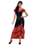 Smiffys Adult Women's Flamenco Senorita Costume, Dress and Headpiece, Around the World, Serious Fun, 45514, S - UK Size 08-10, Black