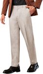 COOFANDY Men Straight Leg Dress Pant Lightweight Elastic Waist Pant with Pockets Khaki 34W32L