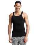 Jockey US26 Men's Super Combed Cotton Rib Square Neckline Gym Vest_Black_S