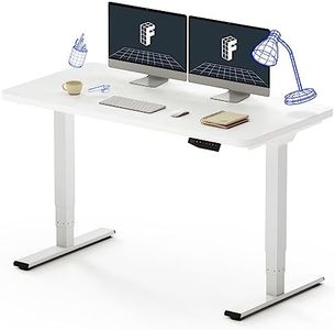 FLEXISPOT Pro 3 Stages Dual Motor Electric Standing Desk 140x70 cm Whole-Piece Desk Board Height Adjustable Desk Electric Stand Up Desk Sit Stand Desk(White Frame + White Desktop)