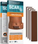 NUVADERMIS Silicone Scar Sheets – Extra Long Medical-Grade Scar Sheets for C-Section, Tummy Tuck, Keloid, and Surgical Scars – Reusable and Effective – Pack of 4 – Dark Tone